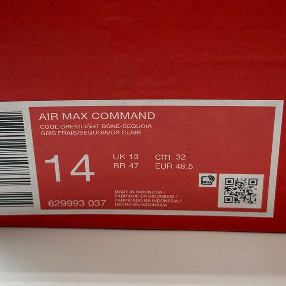 Men's Nike Air Max Command Cool Grey-Light Bone-Sequoia 629993-037 Size 14 - Picture 12 of 12